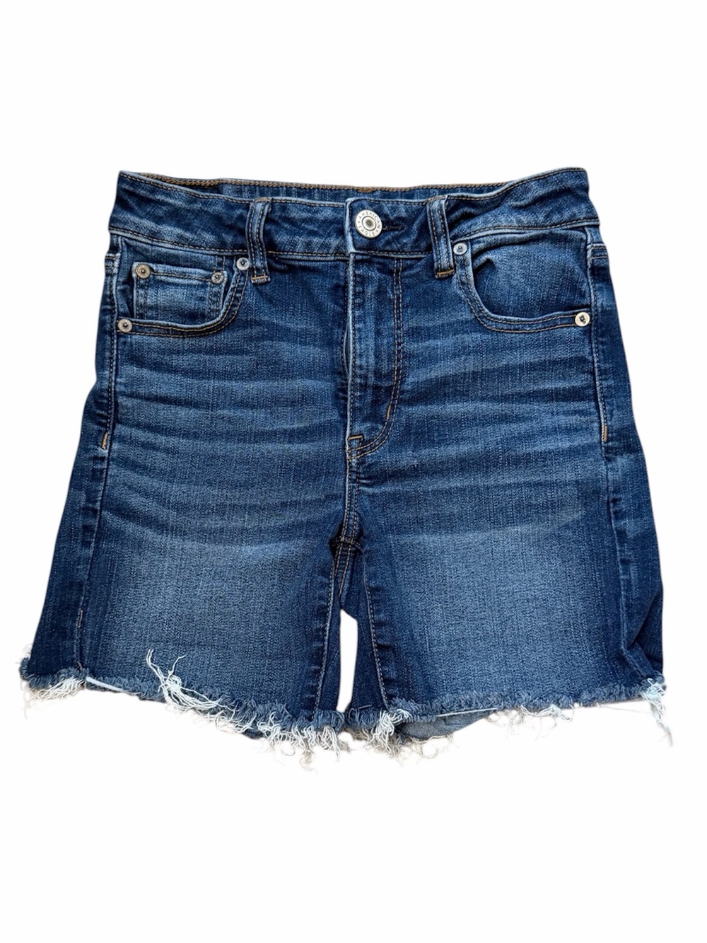 AMERICAN EAGLE High Rise Midi Denim Shorts